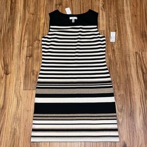 Dress barn women dress 8 medium stripe sleeveless sheath mini stretch career NWT
